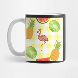 flamingo,  yellow, square, pineapple, banana, yellow, orange, juicy, fruit, glitter, gold, summer, pattern, funny, sunny Mug